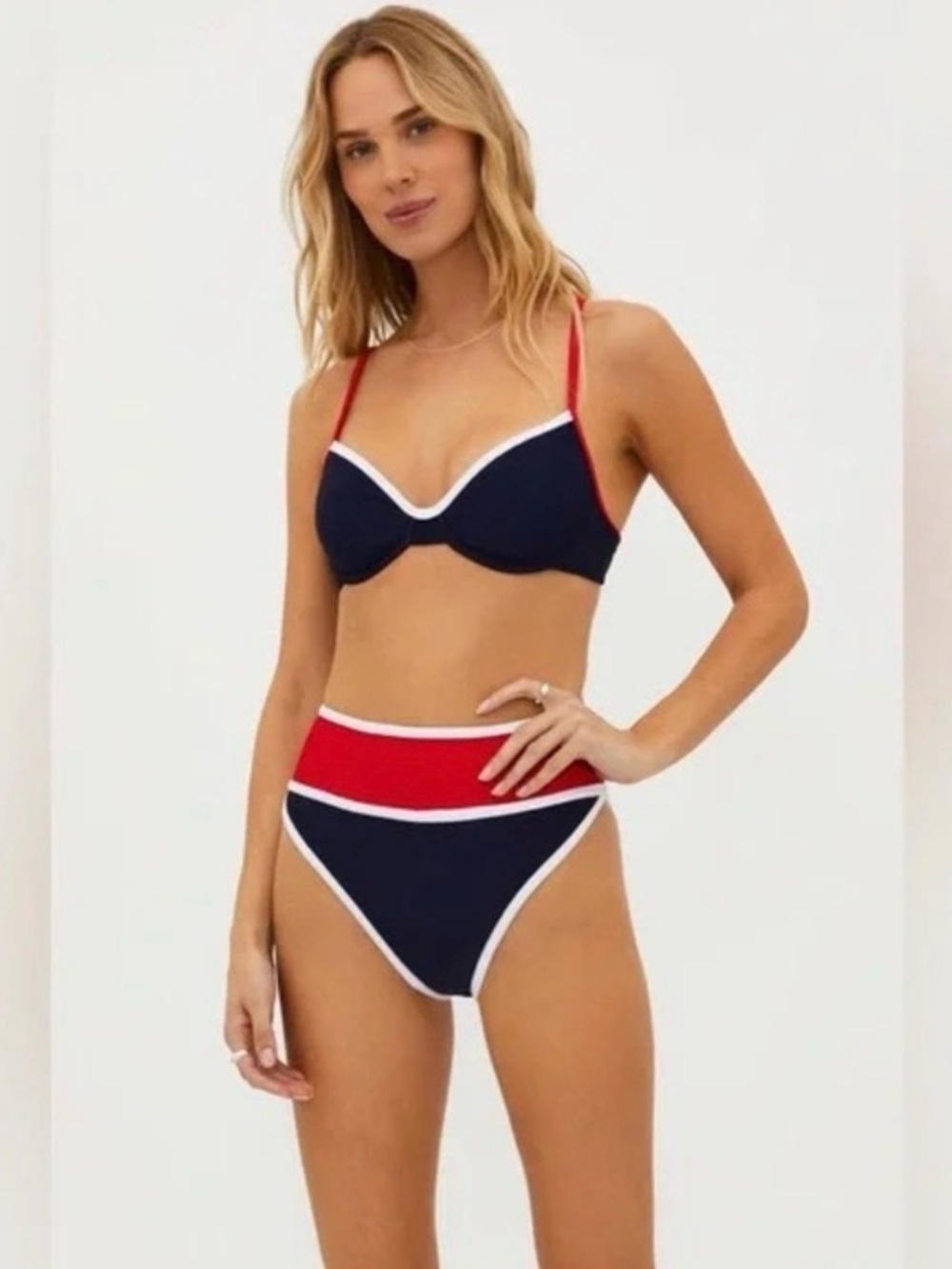 Beach Riot Carlota Women's Navy and Red Bikini Set B2686